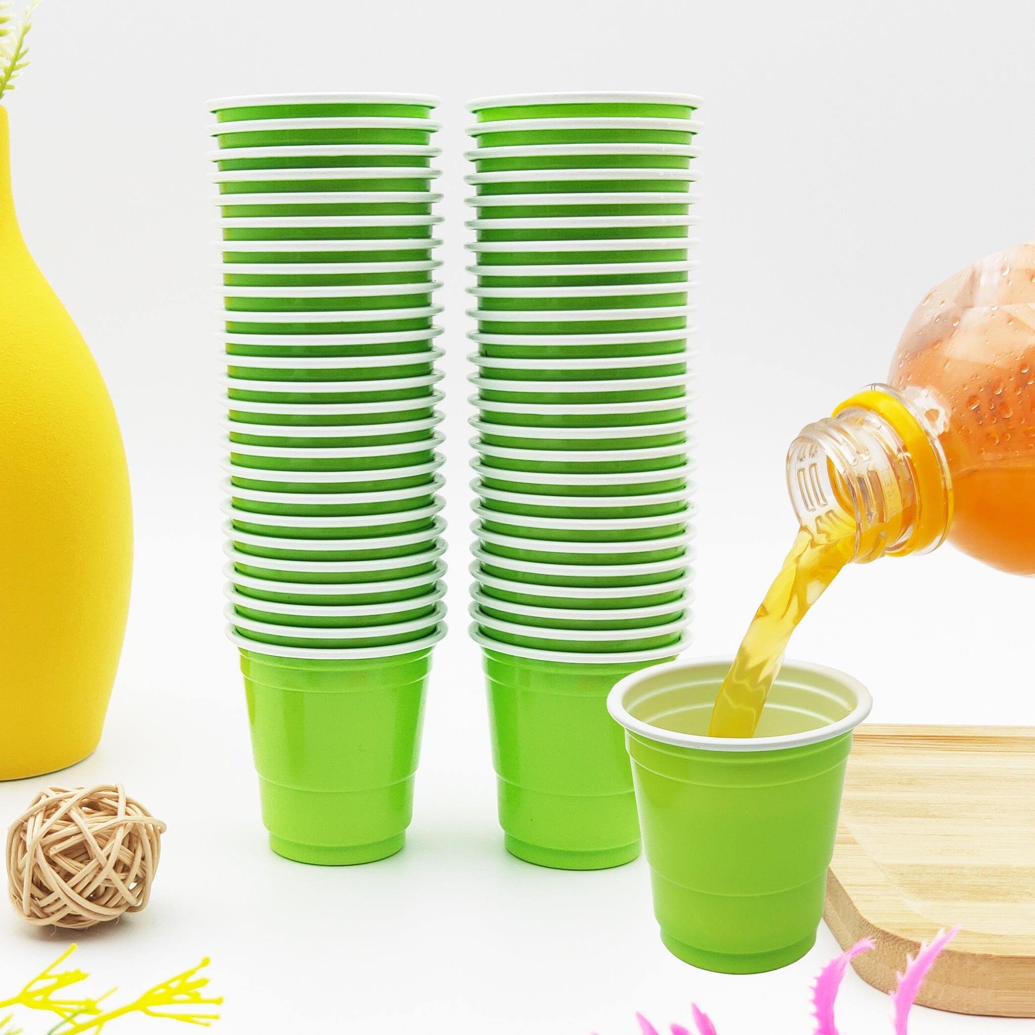 Vasitos de plástico bicolor para fiestas de 2 oz para bodas, eventos y fiestas al aire libre