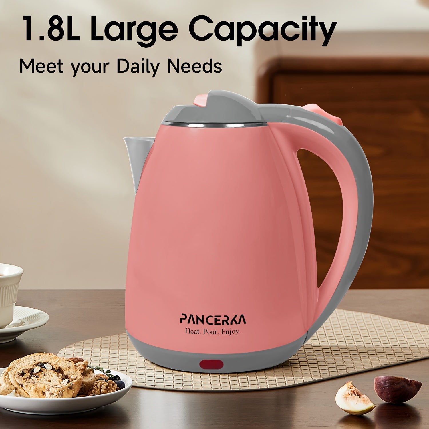 Electric Kettle 1.8L 1500W Stainless Steel Auto Shut Off Boiling Water Heater