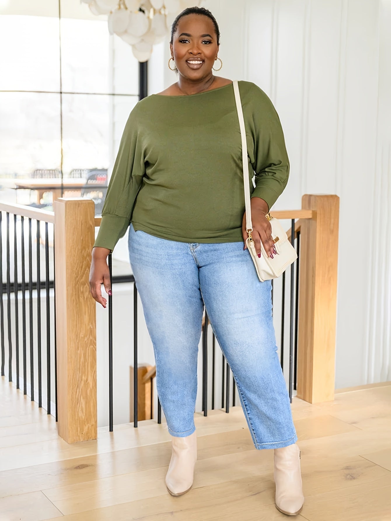 Женские джинсы с расширенным размером, прямой крой, стрейч, деним, выстиранный синий