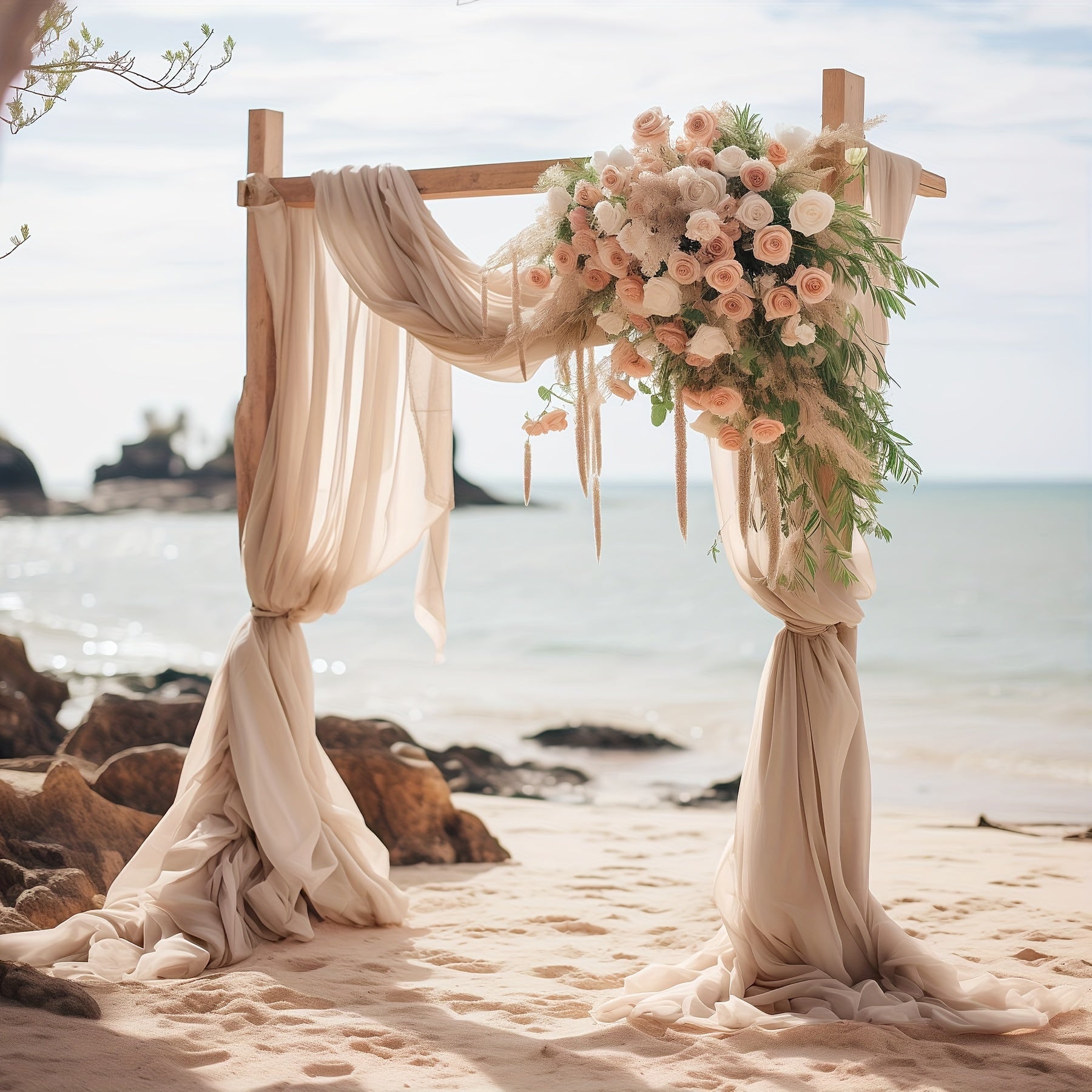 Polyester Sheer Fabric Draping Panel for Wedding Arch Backdrop Curtain Voile for Ceremony and Party Decor