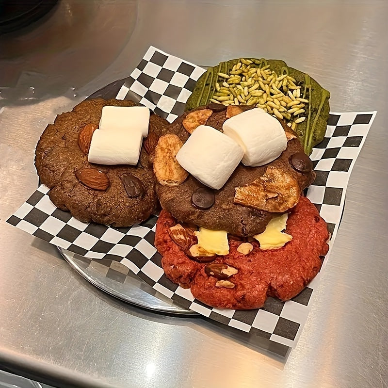 Checkerboard Wax Paper Doilies 100 Pieces Rectangular Food Wrapping Sheets