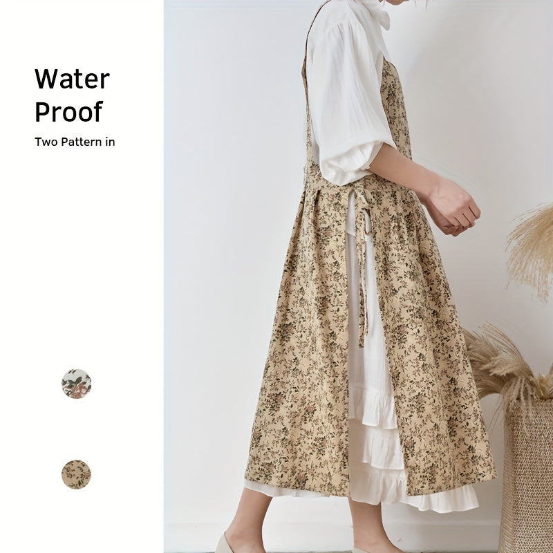 Korean Print Apron 100% Cotton Adjustable Waistband Kitchen Cooking Apron