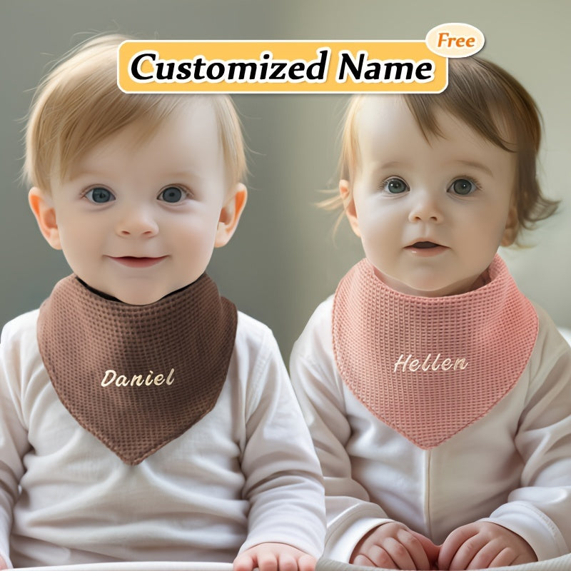 Set of 4 Children's Saliva Towels with Triangle Towel and Adjustable Mouthguard Soft Breathable Natural Material