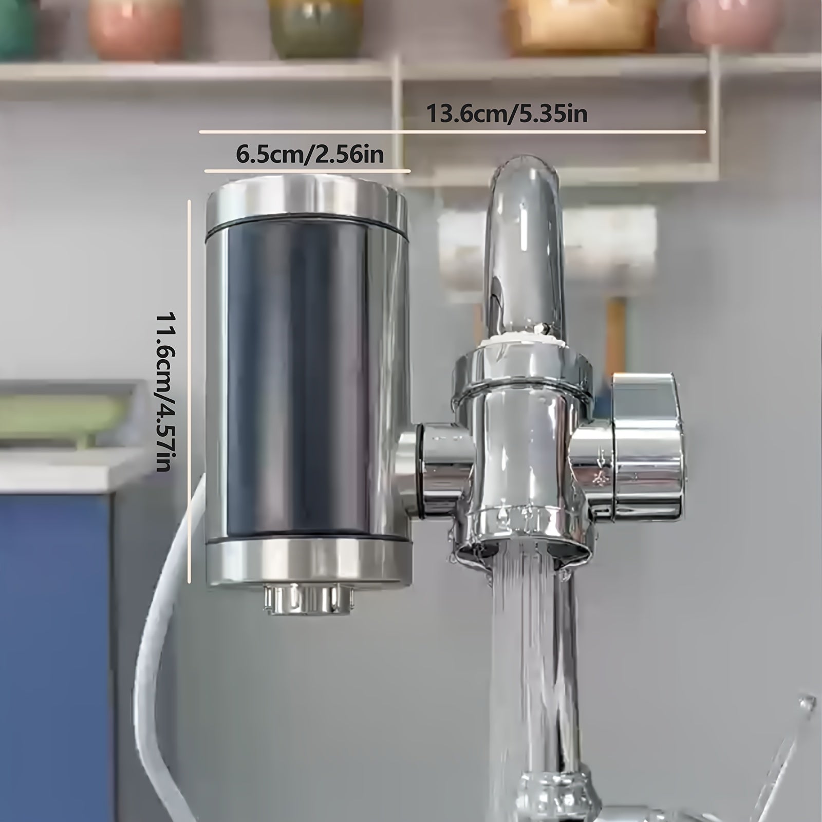 Electric Kitchen Faucet with Hot and Cold Water, 3000W, Metal Finish