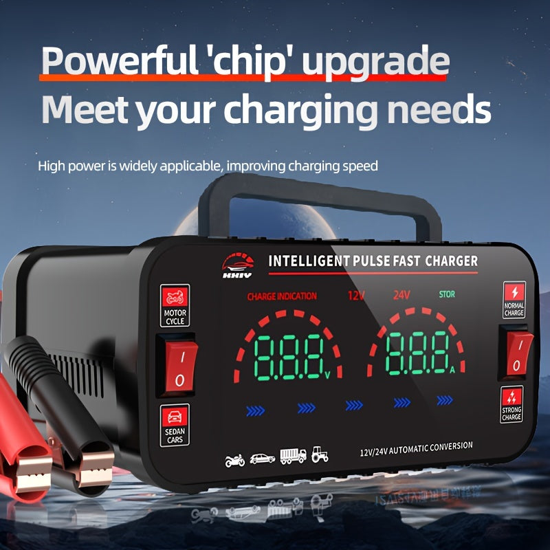 High-Power Car Battery Charger with Maintenance Function and Automatic Voltage Detection