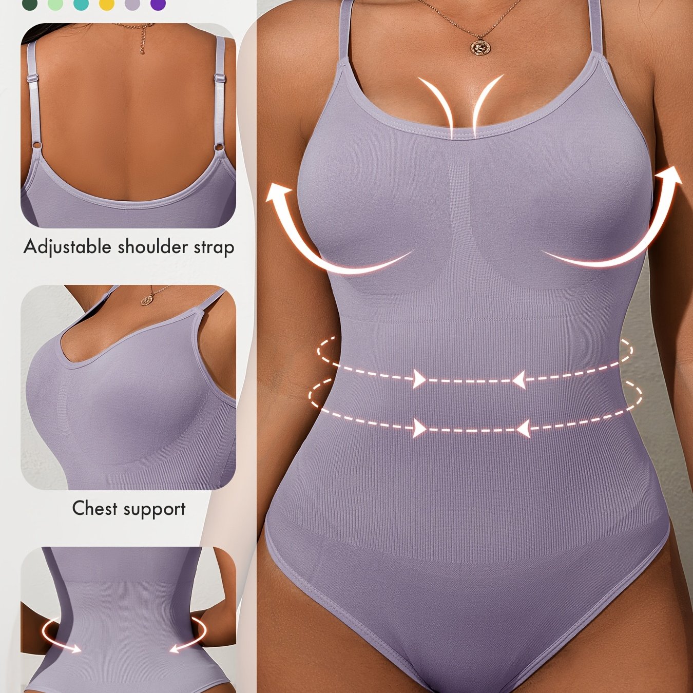 Body moldeador femenino con soporte alto, control de abdomen, levantamiento de glúteos, punto acanalado, nylon ligero con elastano
