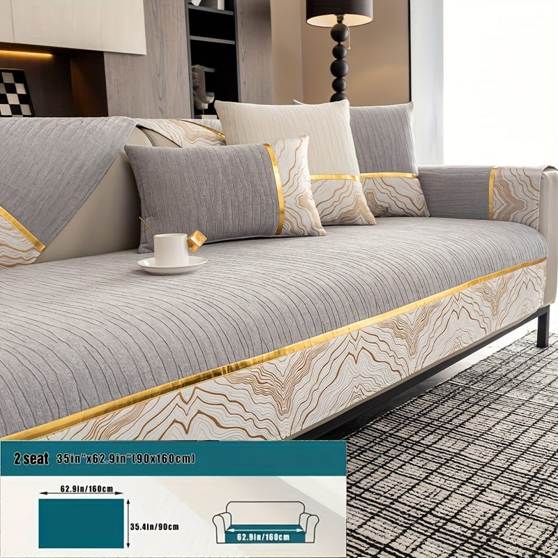 Chenille Sofa Cover for All Seasons Pet-Friendly Non-Slip Fits 1-4 Seater L-Shaped Contemporary