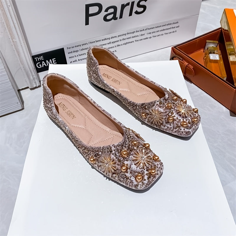 Women's Leather Flat Shoes Comfortable Slip-On Black Size 7