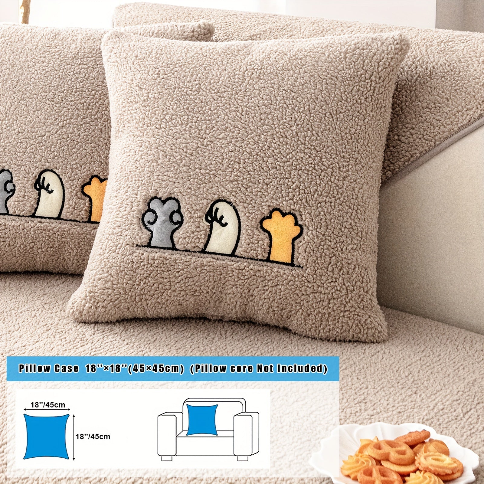 Софа с чехлом из шерпы, дружелюбным к домашним животным и нескользящим защитным покрытием для домашнего декора.