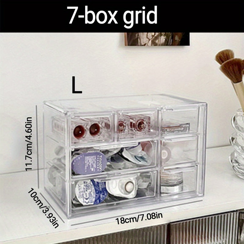 Acrylic Desktop Drawer Storage Box with 3/5/7 Compartments for Jewelry Organization