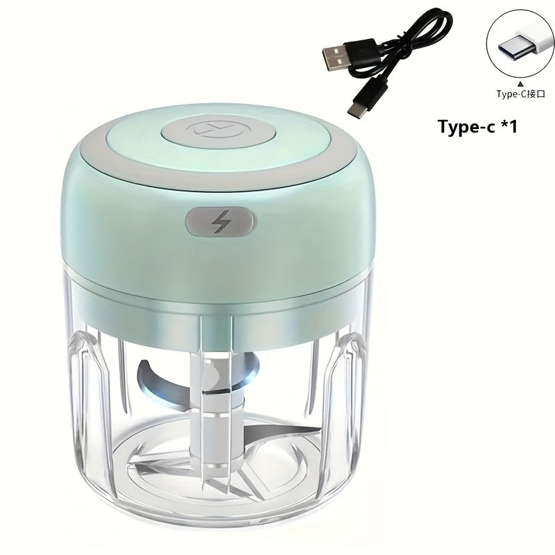 Turli taomlar uchun zanglamaydali po'latdan yasalgan pichog'li USB qayta zaryadlanadigan elektr sarimsoq maydalagich va sabzavotlar uchun moshlagich - portativ, simsiz oshxona qurilmasi.