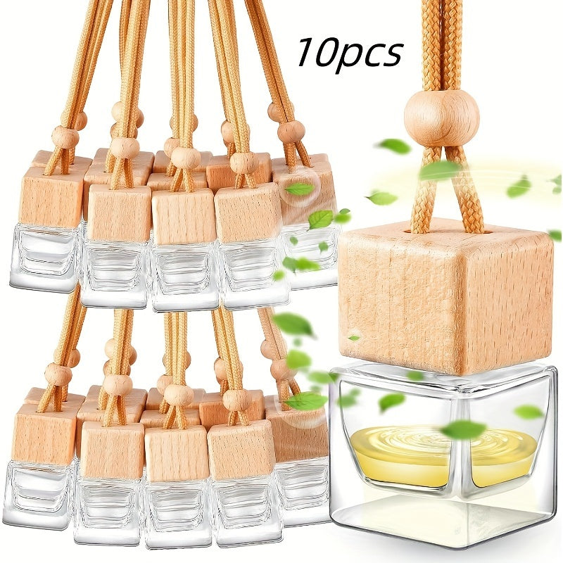 10-Pack Refillable Glass Essential Oil Diffuser Bottles 6ml Hanging Aromatherapy Pendant