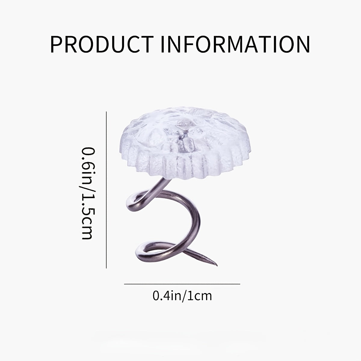 Set of 20 Stainless Steel Twisted Nails with Transparent Spiral Push Pins for Bed Sheets