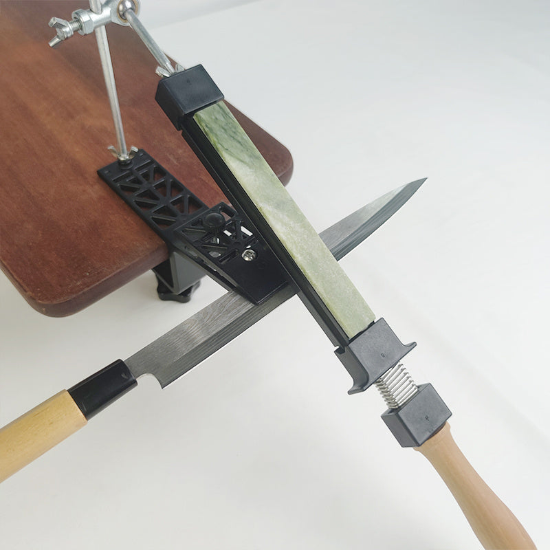 Manual Knife Sharpener with Diamond Whetstone Clamp and Ergonomic Handle