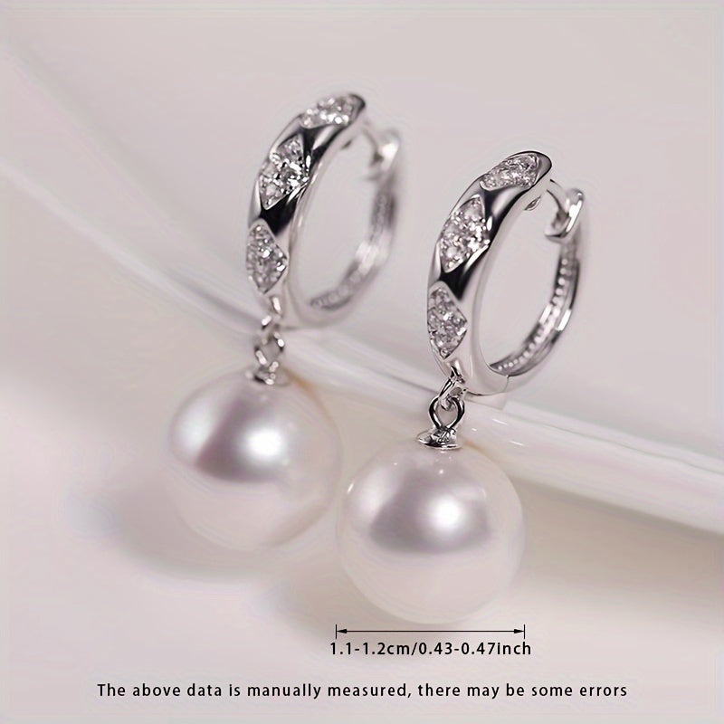 Women’s Freshwater Pearl Drop Earrings 11-12mm S925 Silver Wedding Gifting
