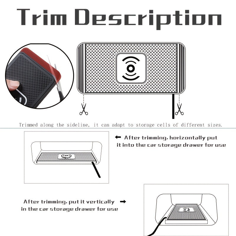 Wireless Car Charger Pad Qi Fast Charging Non Slip Phone Holder for Android iPhone