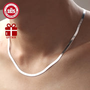 Sterling Silver Snake Bone Necklace with 18K Gold Plating Hypoallergenic Clavicle Chain Minimalist Jewelry for Women