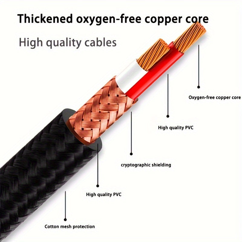 High-Fidelity XLR Male to Female Microphone Cable Nylon Braided Copper Core 3-Pin