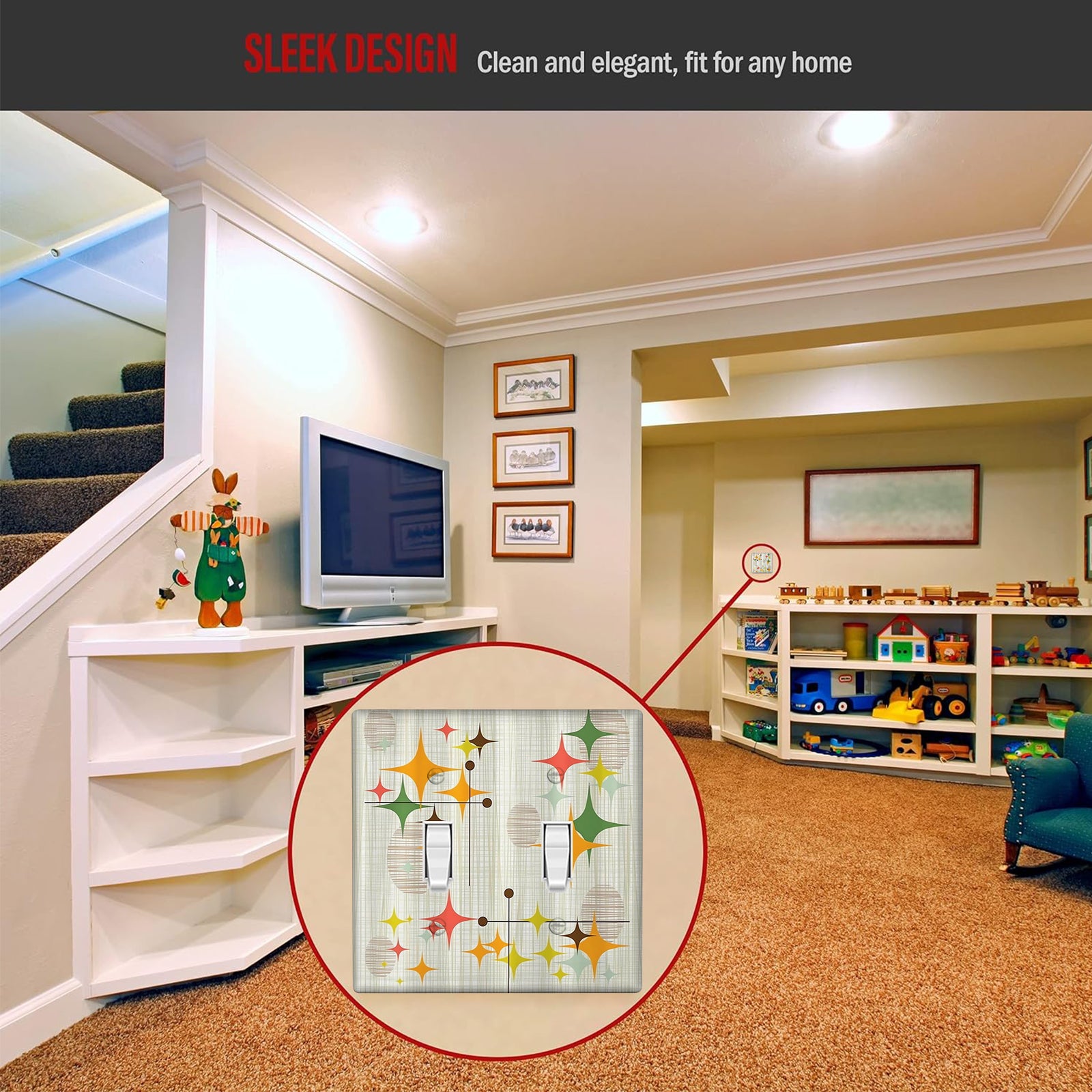 Mid-Century Modern Wall Plate Decorative Light Switch Cover Easy to Clean Versatile for Home Decor