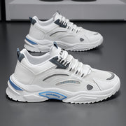 Men's Low Top Lace-Up Platform Sneakers Rubber Sole Casual Street Shoes