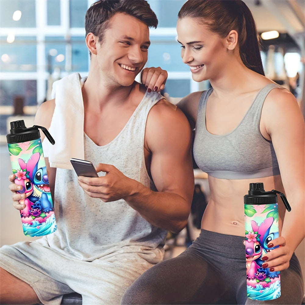 20oz Stainless Steel Water Bottle with Stitch and Angel Cartoon Characters Insulated Hot Cold Travel