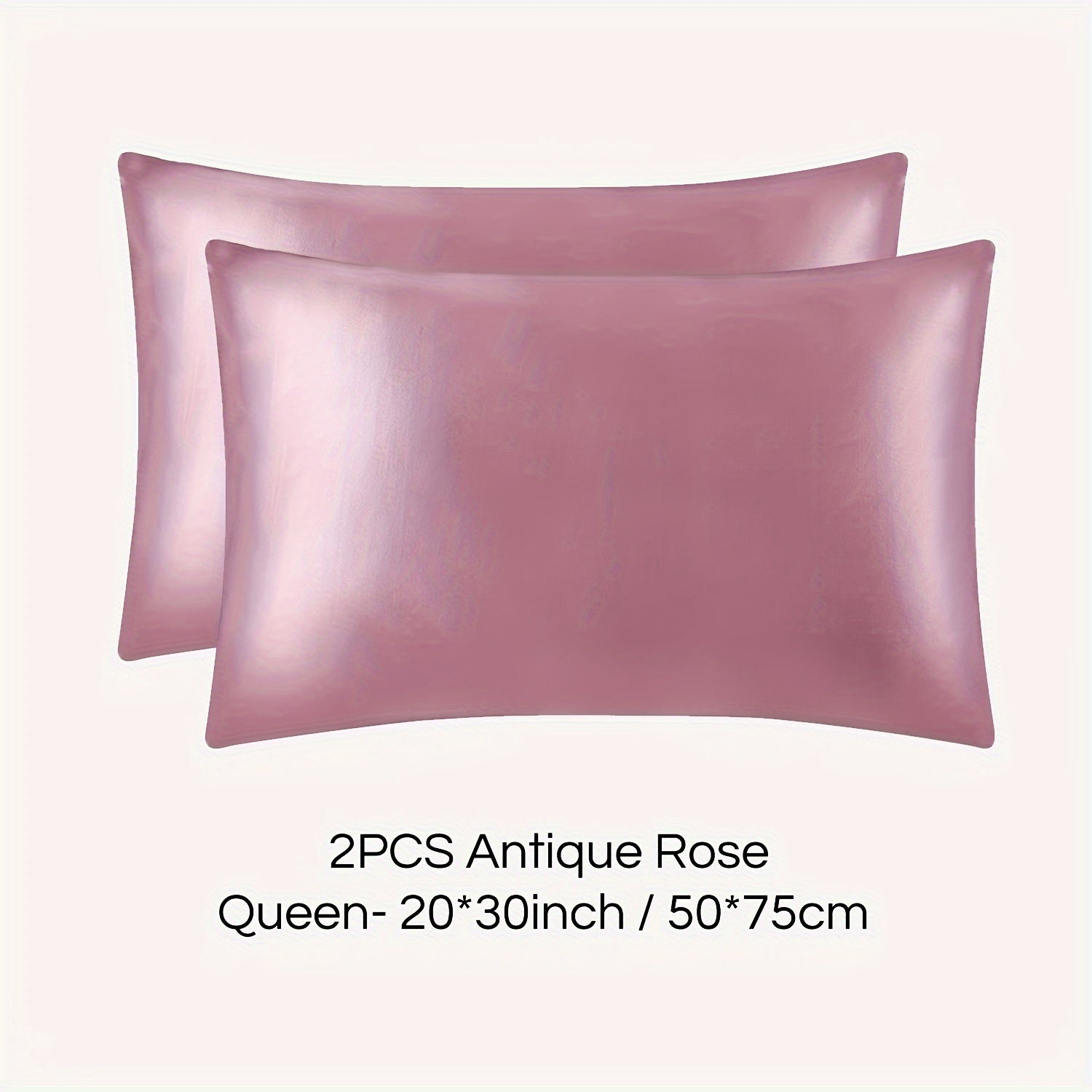 Set of 2 Mulberry Silk Pillowcases Hypoallergenic Satin Weave Solid Color Invisible Zipper Machine Washable Skin Hair Care