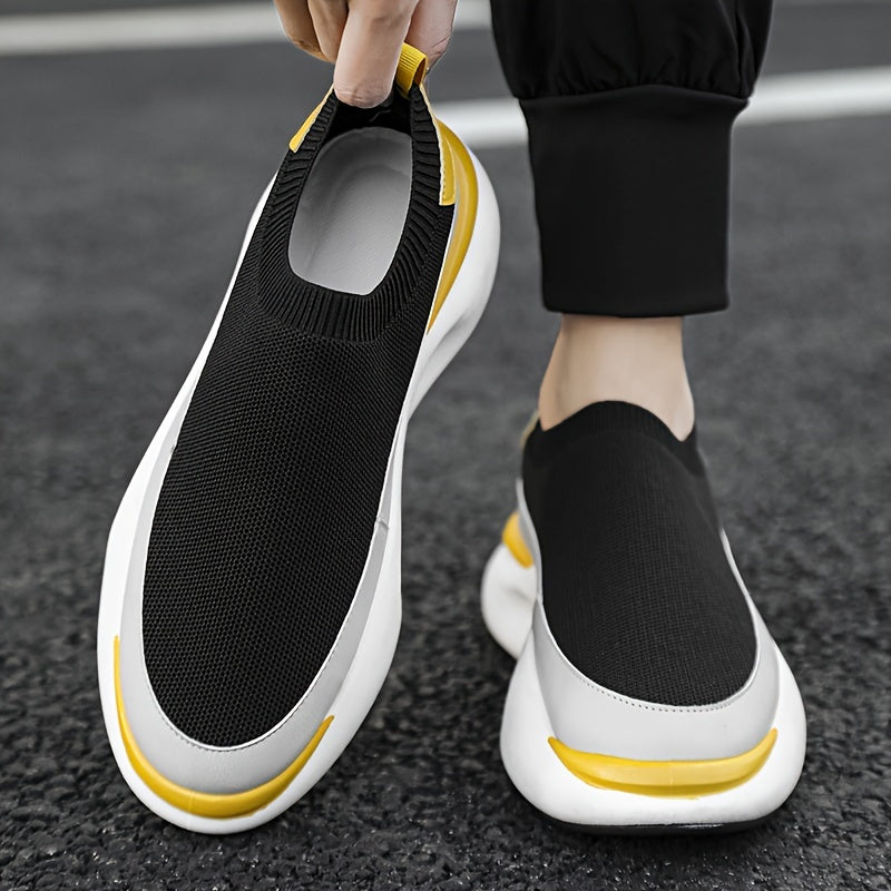Men's Slip-On Casual Shoes with Shock Absorption Platform for Outdoor Walking
