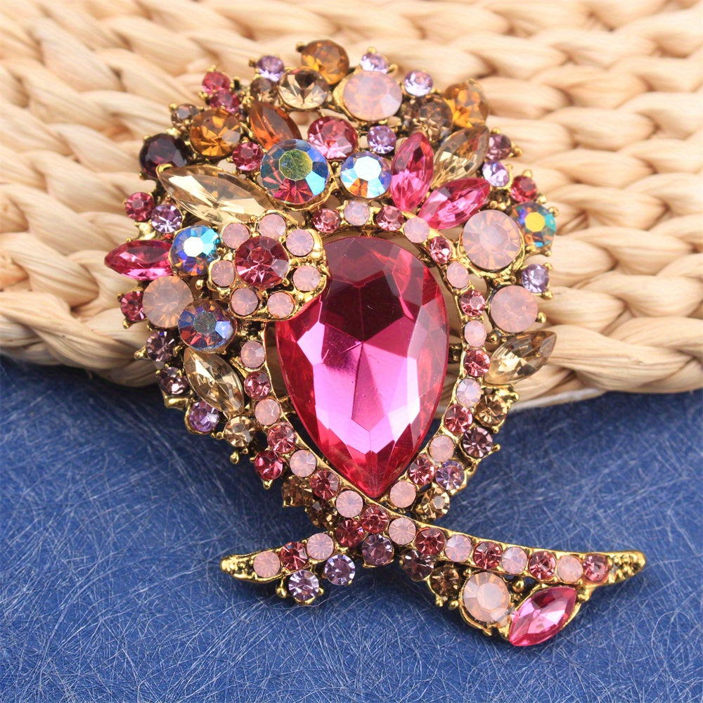 Rhinestone Flower Brooch Pin for Dresses Sweaters Hats Jewelry Accessories