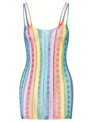 Vestido de lencería transparente para mujer con liguero, sin ropa interior, sexy ropa de noche