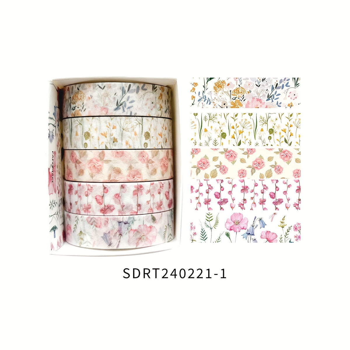 Juego de 5 rollos de cinta washi de la serie de plantas para diarios, manualidades y decoraciones