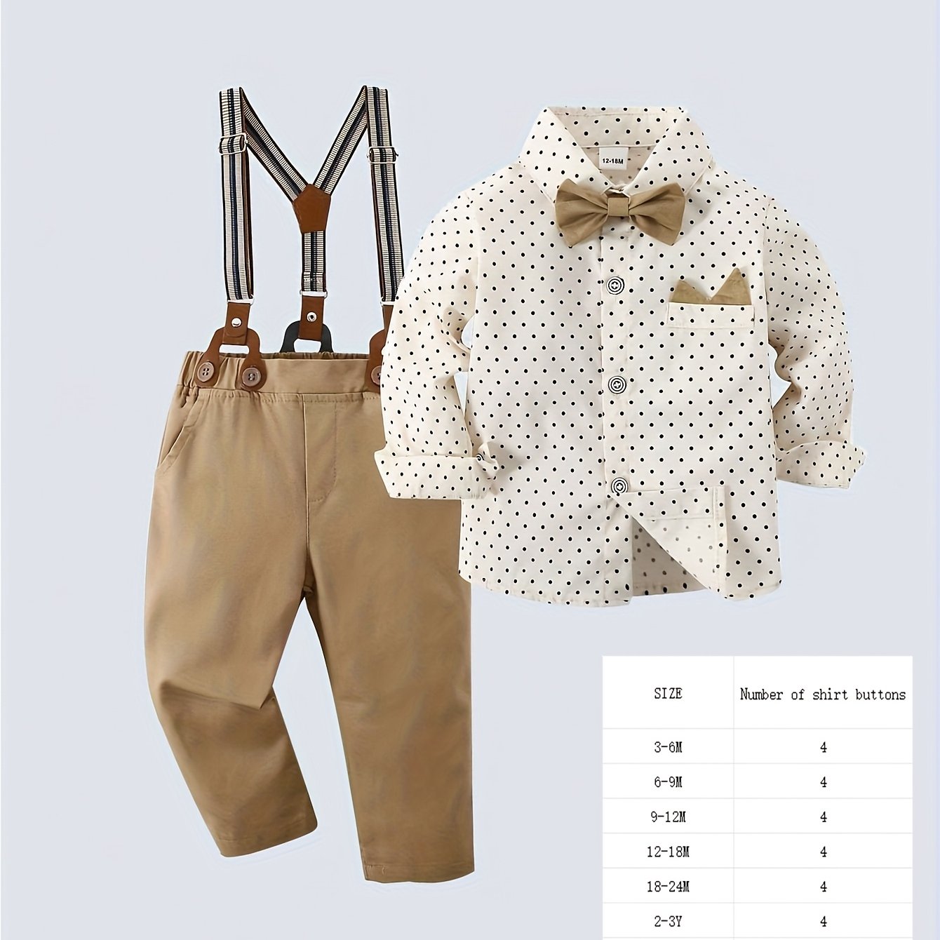 Boys' Suit Set 2 Pieces Polka Dot Shirt Bowtie Pants Casual Woven Fabric