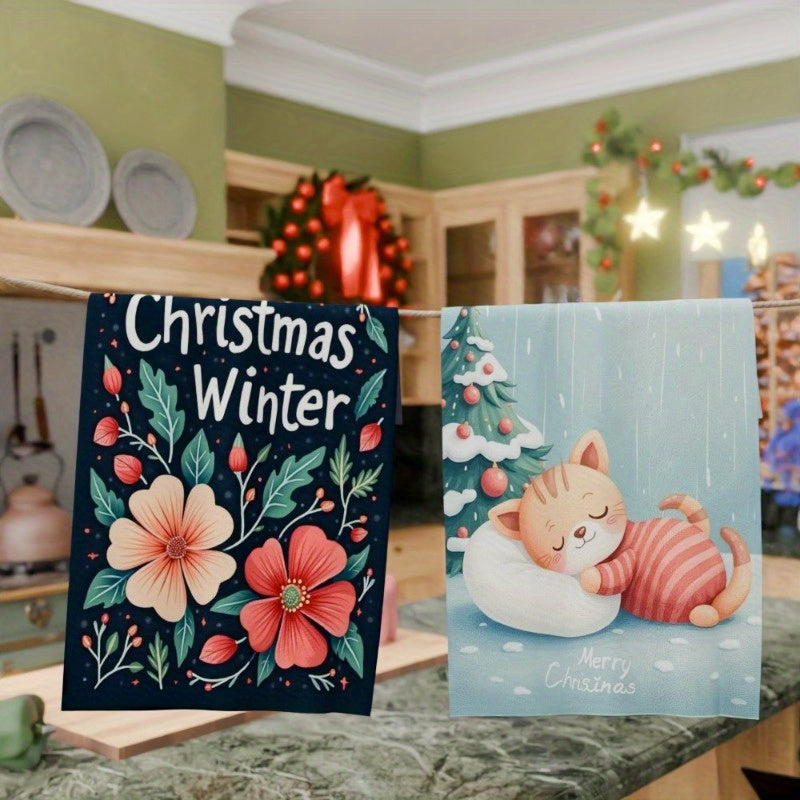 Set of 2 Christmas Kitchen Towels 18x66 cm Festive Holiday Decor