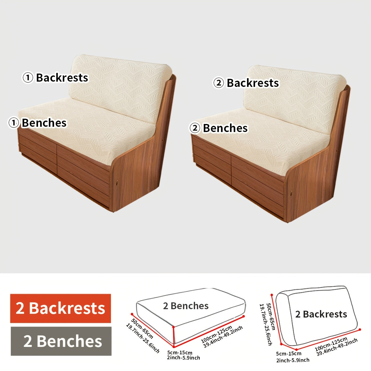 2-Piece Boho Style RV Sofa Cover Set Dust and Pet Scratch Protection Machine Washable