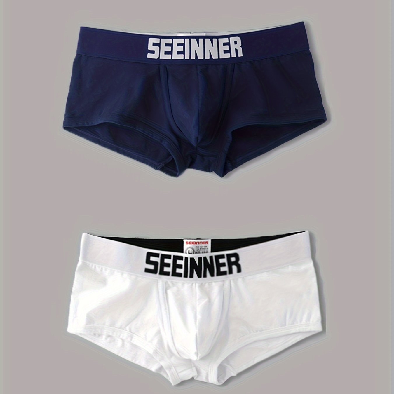 Men's Cotton Boxer Briefs Low Waist Breathable Stretchy Solid Color Shortie Underwear