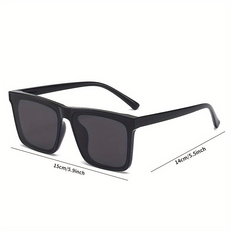 Men's Black Square Polarized Sunglasses for Outdoor Travel and Driving