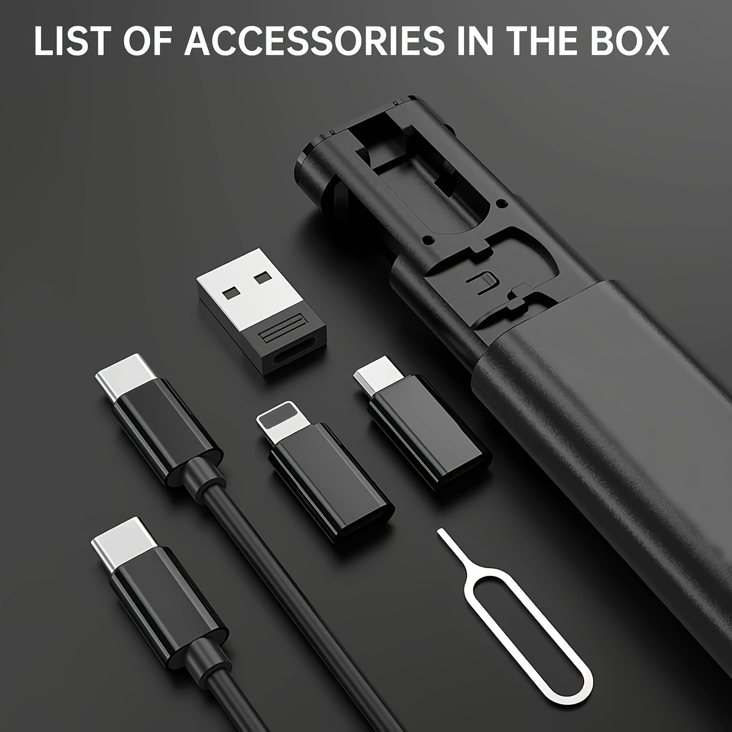 Portable Storage Case with 6-in-1 USB Type C LTG Adapter for Charging and Data Transfer