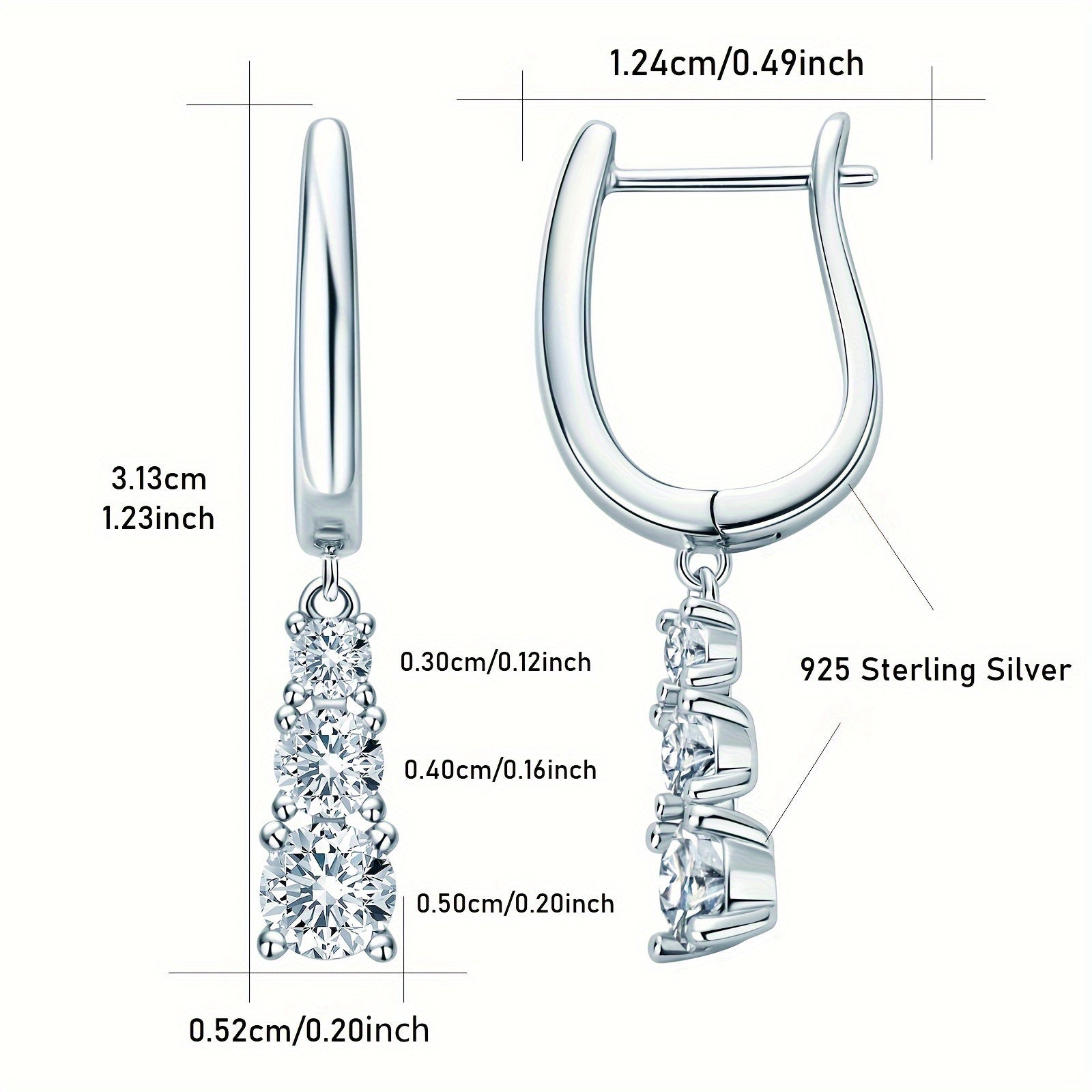 Стильные серьги-кольца с подвеской в форме капли из серебра 925 пробы, украшенные камнями моиссанита размером 5 мм, 4 мм и 3 мм, идеальны для особых случаев, таких как праздники и свадьбы.