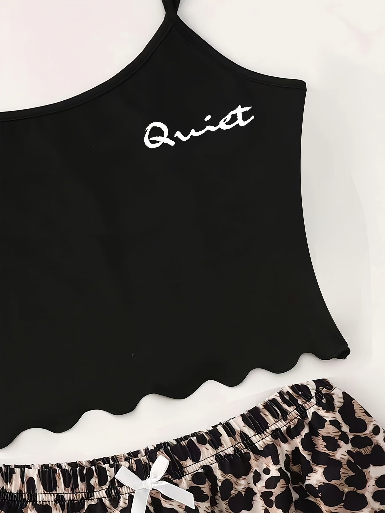 Пижама с леопардовым принтом для женщин с топом-короче с рюшей и шортами, летняя ночная одежда