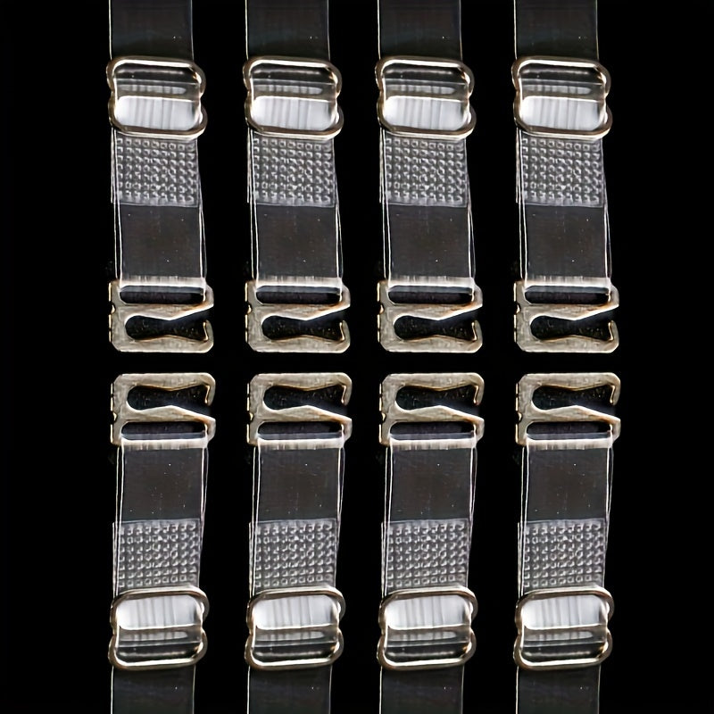 8-Pack Transparent Shoulder Straps with Metal Buckles for Women's Lingerie