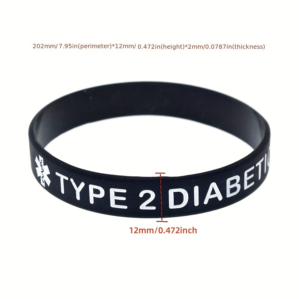 Unisex Silicone Diabetes Medical Alert Ring and Wristband Set