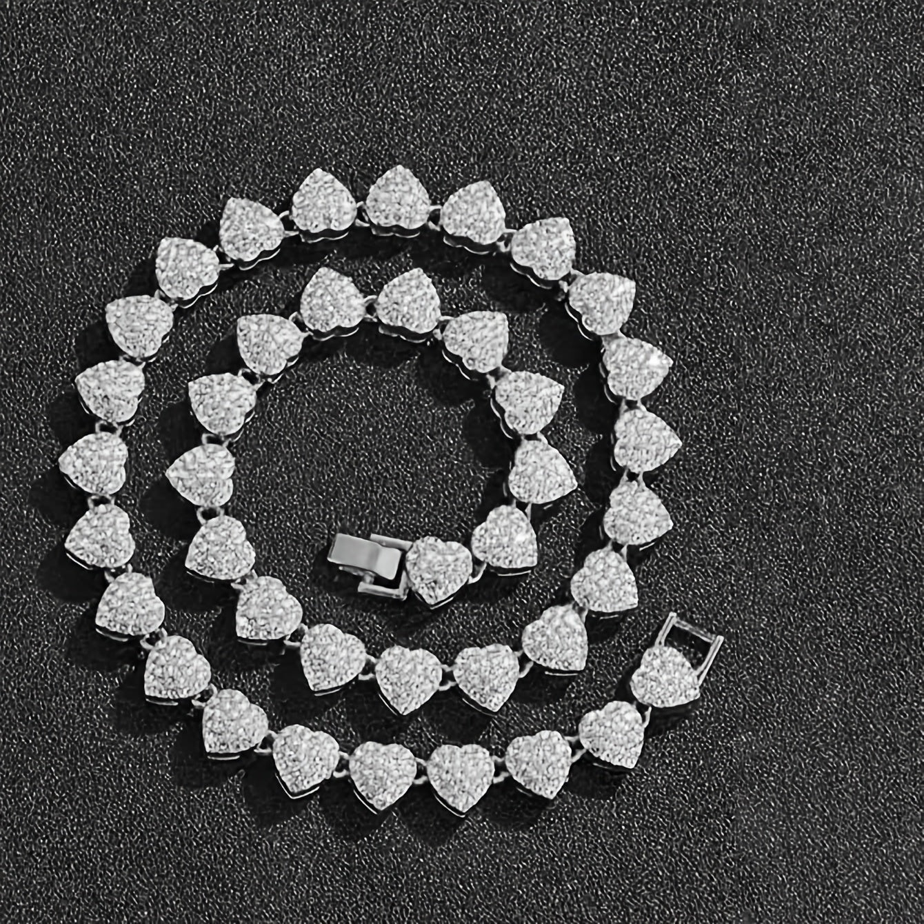 Two Pieces Hip Hop Ice Heart-Shaped Rock Candy Necklaces with Cuban Chain Punk Jewelry for Men Women