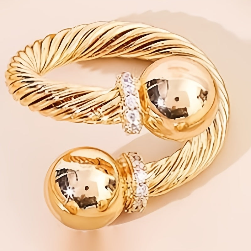 Conjunto de joyería de cobre con pulsera de alambre retorcido y anillo