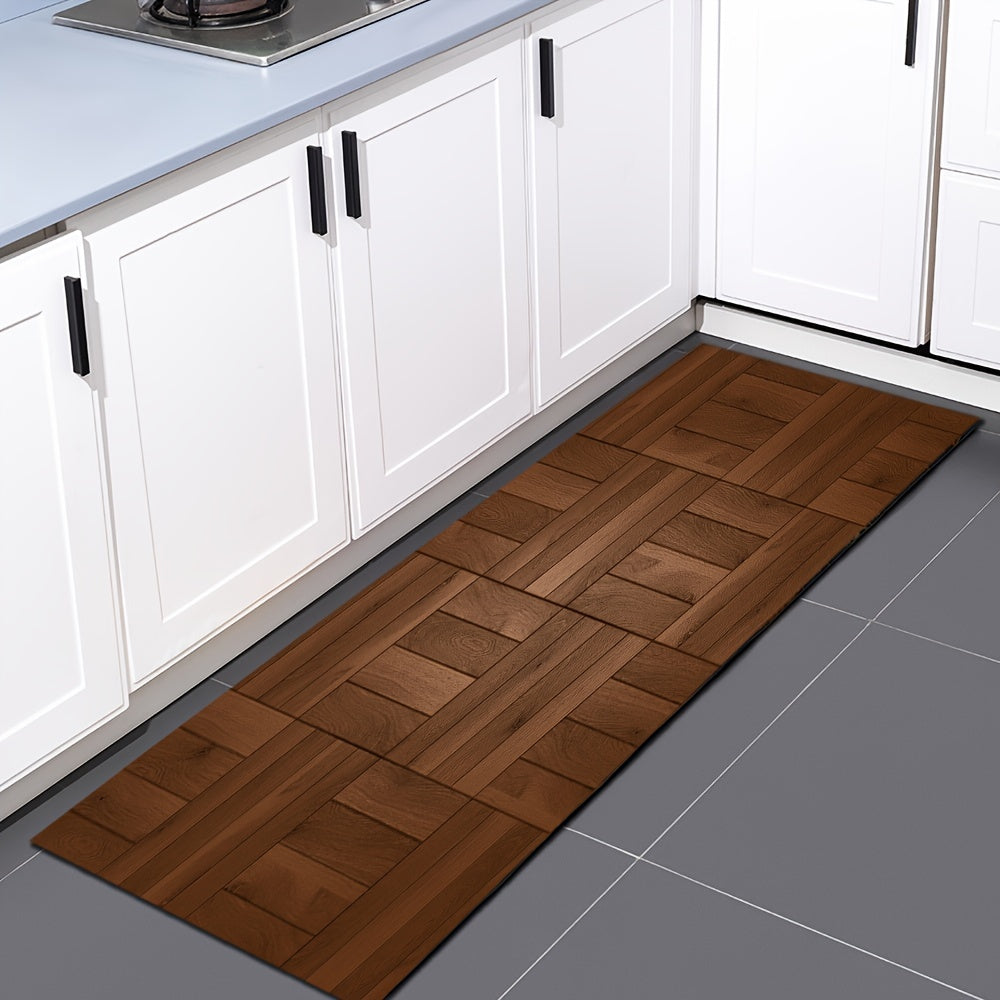 Qorong‘u yog‘och yog‘ochli kirish matosi, so‘riladigan uzun chiziqli, sirpanmaydigan pol matosi