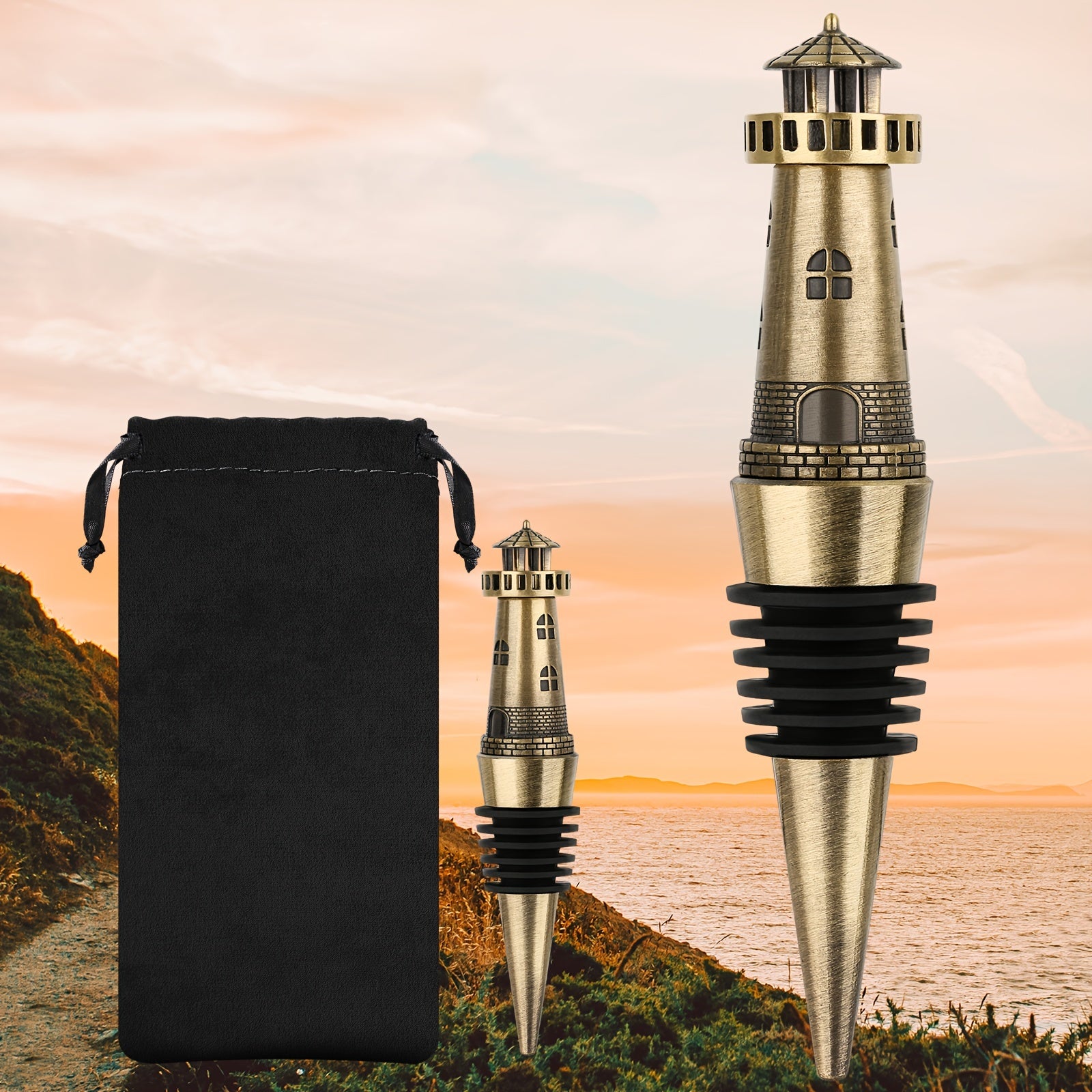 Nautical Lighthouse Wine Stopper Champagne Saver Gift for Pharos Lovers
