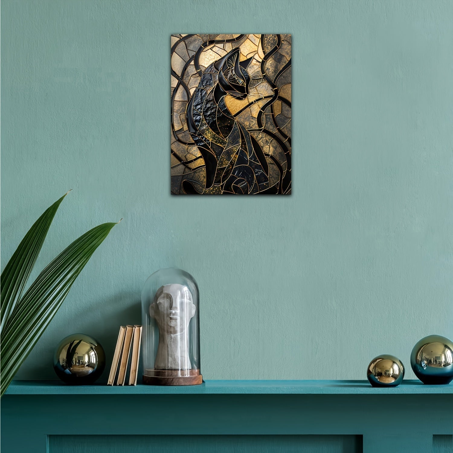 Póster de arte en lienzo de acuarela de gato negro 30x40cm decoración de pared para el hogar