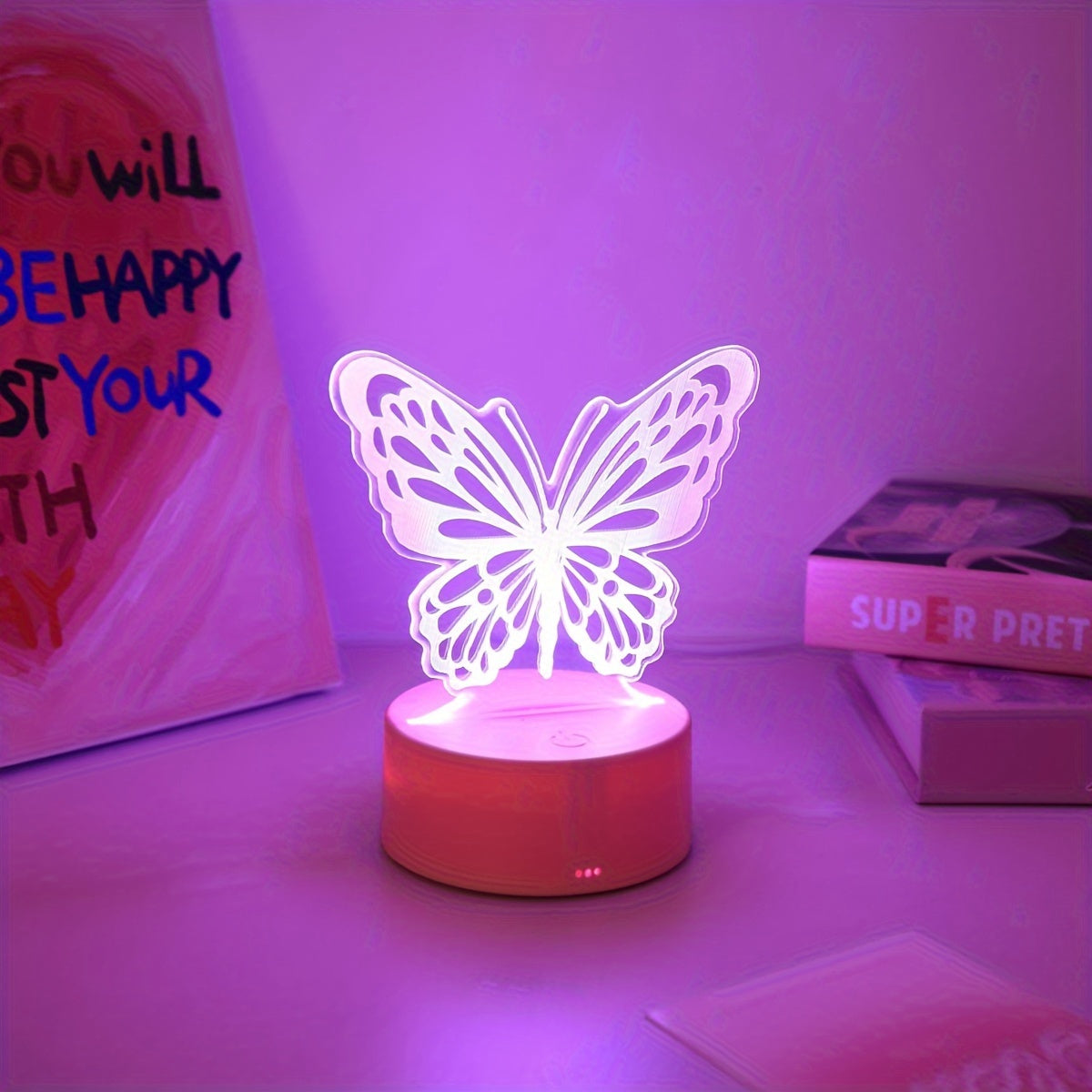 LED Night Light with 3D Butterfly Design for Bedroom Home Decor and Gifts
