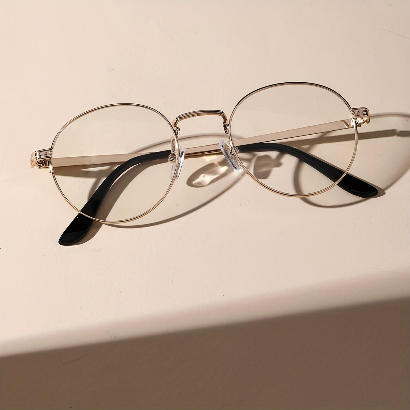 Men's Metal Oval Glasses with Clear Lenses