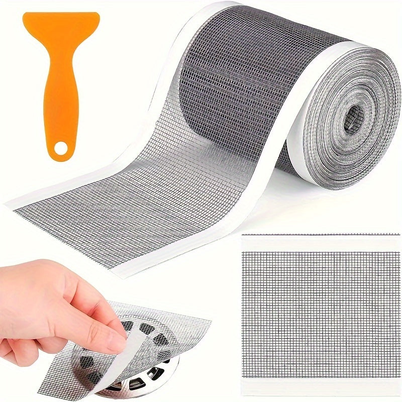 Disposable Shower Drain Hair Catcher Roll 5m Self-Adhesive Polyester Mesh Strainer Waterproof Moisture-Resistant