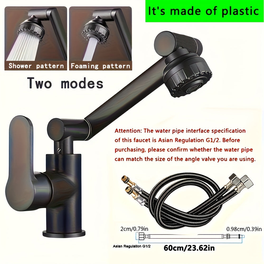 Black Lucky Cat Robotic Arm Faucet Set with Adjustable Temperature and 360 Degree Rotation