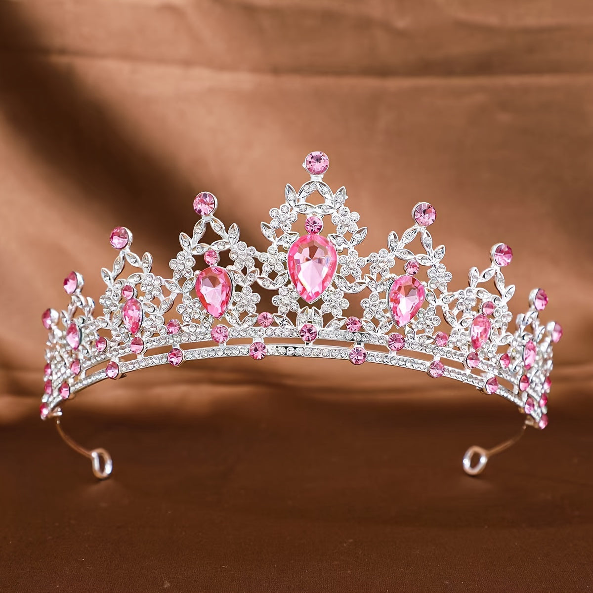 Bridal Tiara with Purple Crystals and Korean Princess Crown for Women